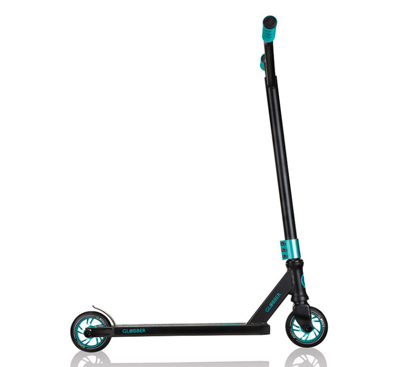 фото Самокат globber gs 720°, трюковый, двухколесный, колеса 110 мм, нагрузка до 100 кг, черно-зеленый, 624-009