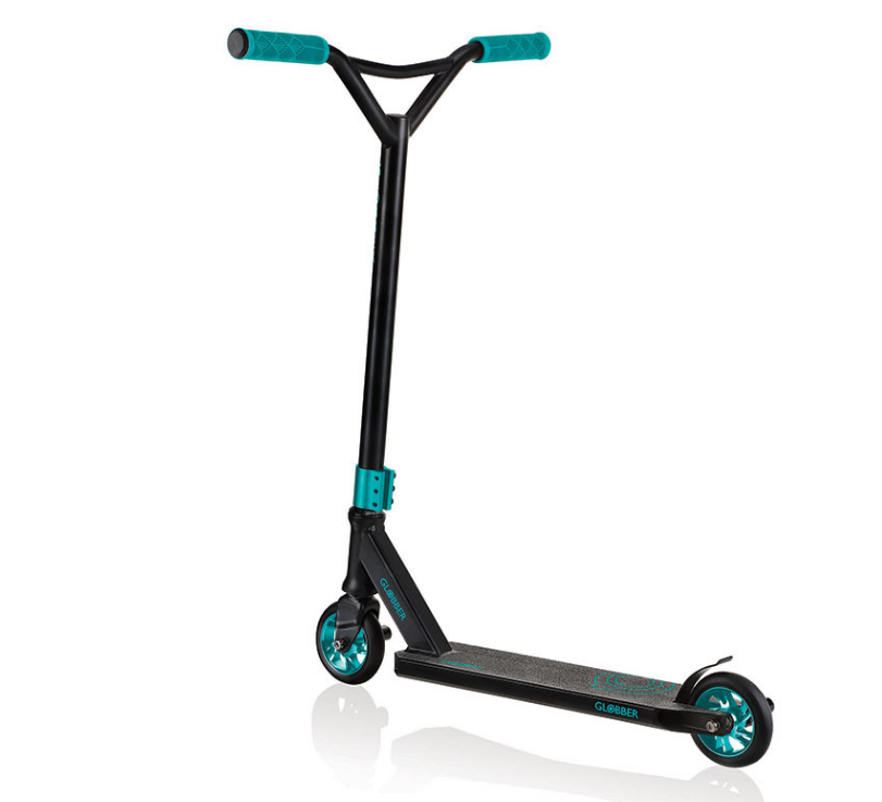 фото Самокат globber gs 720°, трюковый, двухколесный, колеса 110 мм, нагрузка до 100 кг, черно-зеленый, 624-009