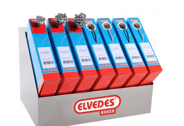 Дислей BOXER ELVEDES для тросов и оплеток: 3 коробки с тросами, 6427RVS-BOX, 6411RVS-BOX, 6427RVS-BOX, 6002 велосипедная ассортиментная коробка для работы с тросами и рубашками elvedes 2012020