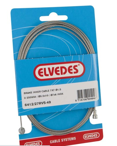 

Тормозной трос ELVEDES из нержавеющей стали, 1,5Х2250 мм. Наконечники:10ХØ5.5 и Ø7Х6