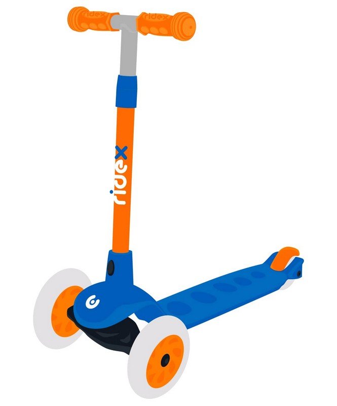 Самокат детский RIDEX Hero 3-х колесный, 120/80 мм, синий/оранжевый жилет сигнальный светоотражающий с регулируемым размером оранжевый led сигнал 4 режима