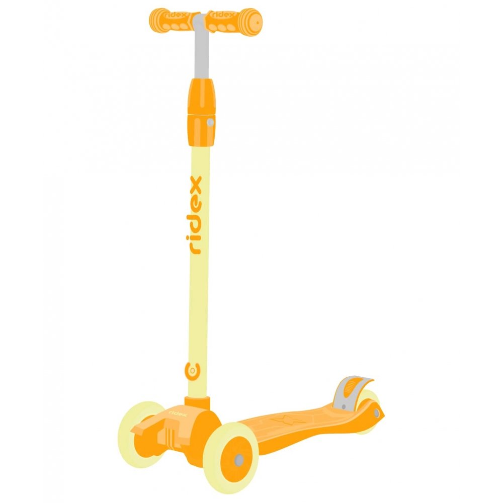 Самокат детский RIDEX Kiko 3-х колесный,120/80 мм, желтый/оранжевый самокат 2 колесный ridex rank d200 мм ручной тормоз оранжевый