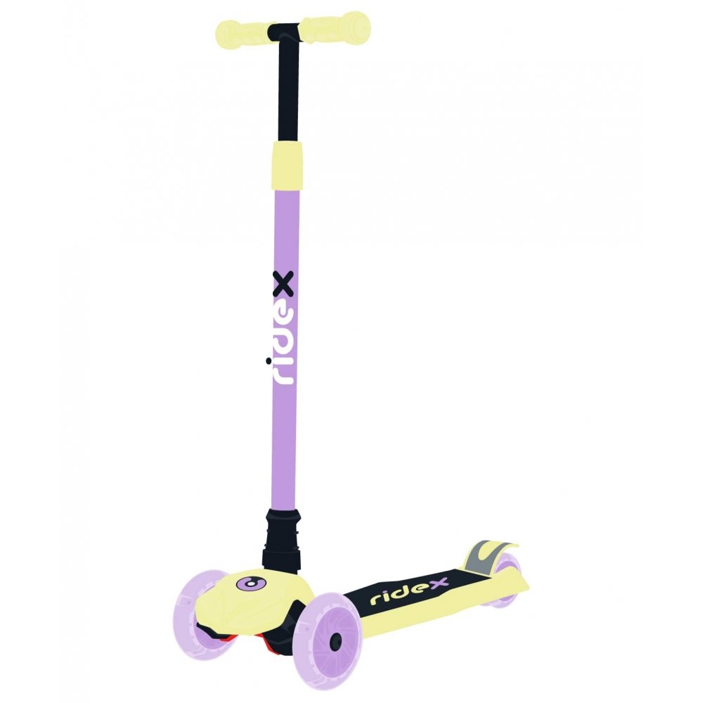 Самокат детский RIDEX Chip 3-х колесный, 120/80 мм, фиолетовый/желтый самокат детский ridex chip 3 х колесный 120 80 мм розовый мятный