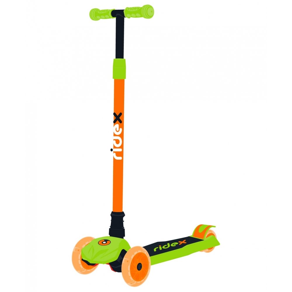 Самокат детский RIDEX Chip, 3-х колесный, 120/80 мм, оранжевый/зеленый