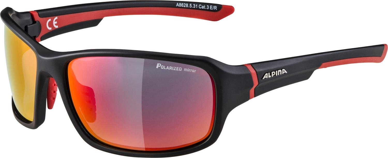 Очки солнцезащитные Alpina Lyron P, Black Matt Red/Red Mirror, A8628531 очки велосипедные alpina lyron hr солнцезащитные white matt cyan blue mirror a86323 10