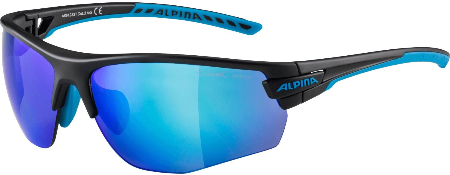 Очки велосипедные Alpina Tri-Scray 2.0 HR, Black Matt Cyan/Blue Mirror+Clear+Orange Mirror, A8642331