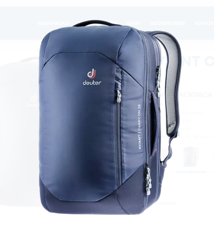 Велорюкзак Deuter Aviant Carry On, 28 л, midnight-navy, 3510020_3365 велорюкзак deuter aviant carry on sl 28 л denim arctic 3510120 3388