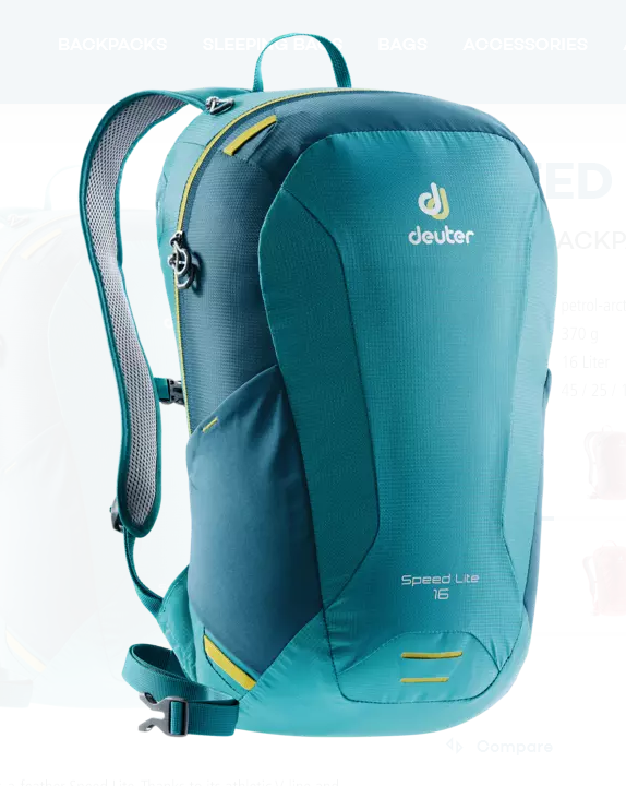 Велорюкзак Deuter Speed Lite, 16 л, Petrol/Arctic, 3410119_3325 рюкзак велосипедный deuter 2017 18 act lite 45 10 sl petrol arctic б р 3340215 3325