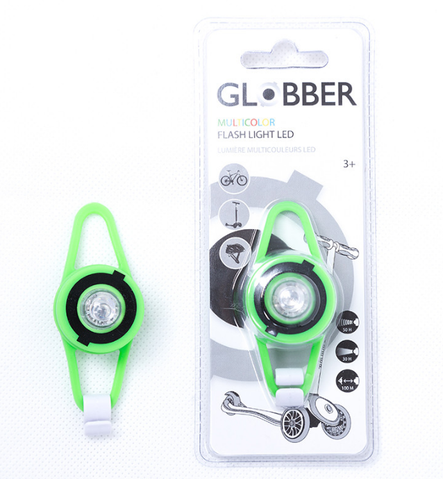 Фонарь велосипедный Globber FLASH LIGHT LED, зеленый, 522-106 самокат globber go up deluxe play light зеленый