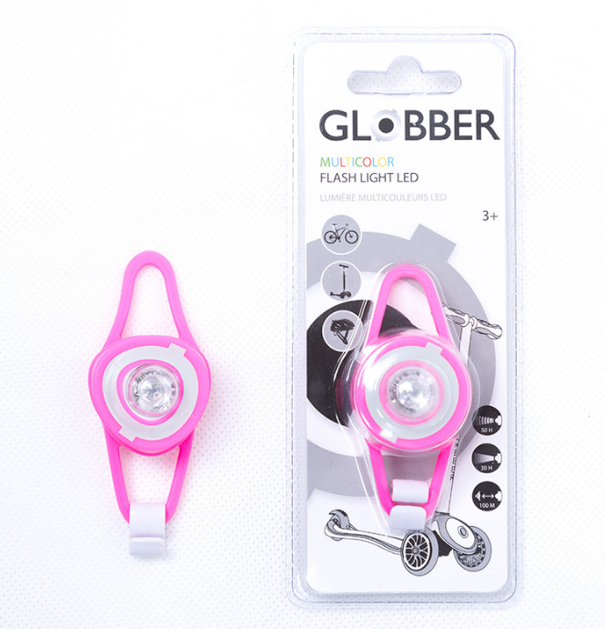 Фонарь велосипедный Globber FLASH LIGHT LED, розовый, 522-110 самокат globber go up deluxe play light зеленый