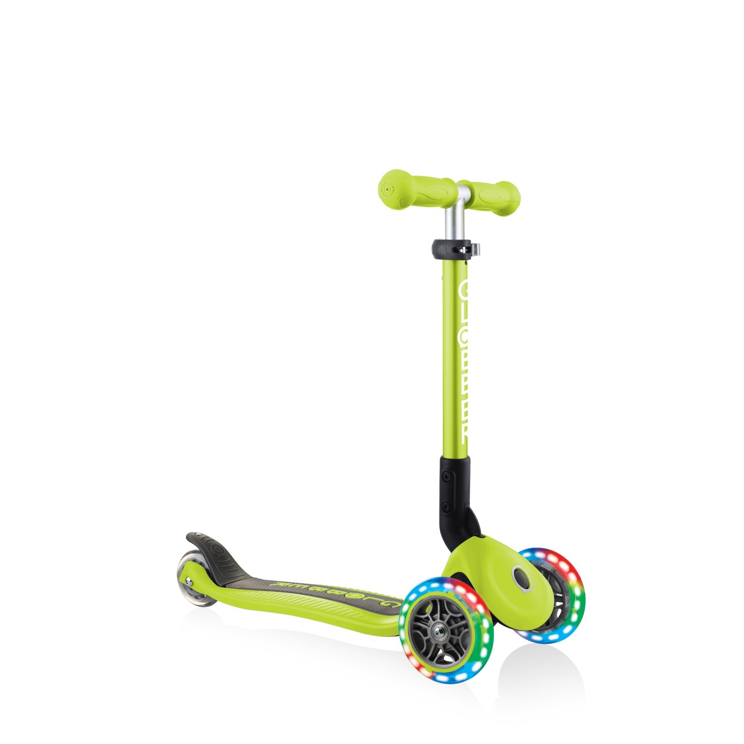 фото Самокат globber junior foldable lights, складной, трехколесный, детский, светящиеся колеса, зеленый