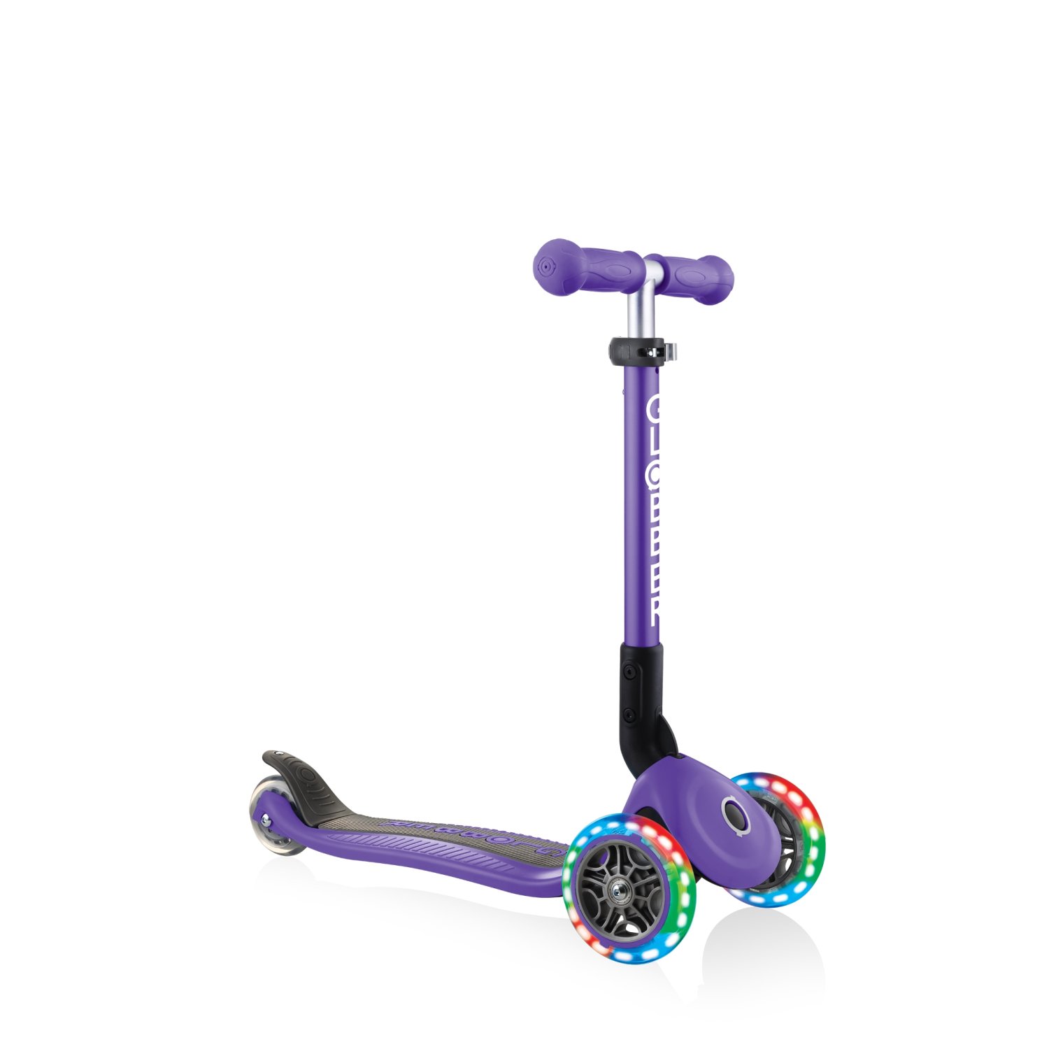 Самокат Globber JUNIOR FOLDABLE LIGHTS, складной, трехколесный, детский, светящиеся колеса, фиолетовый стул детский складной дэми ссд02 фиолетовый