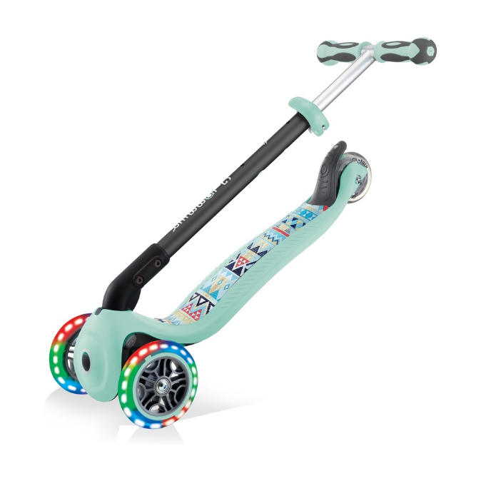 фото Самокат-трансформер globber go up deluxe fantasy lights, складной, трехколесный, детский, мятный