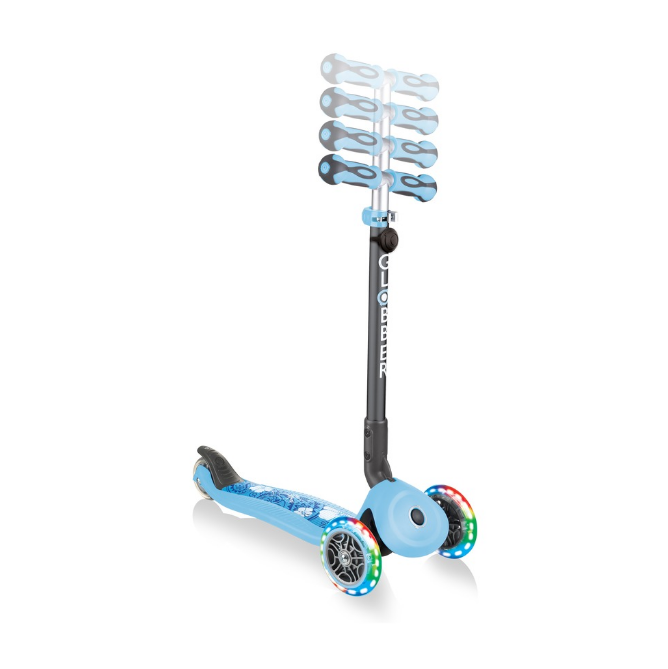 фото Самокат-трансформер globber go up deluxe fantasy lights, складной, трехколесный, детский, пастельно-голубой