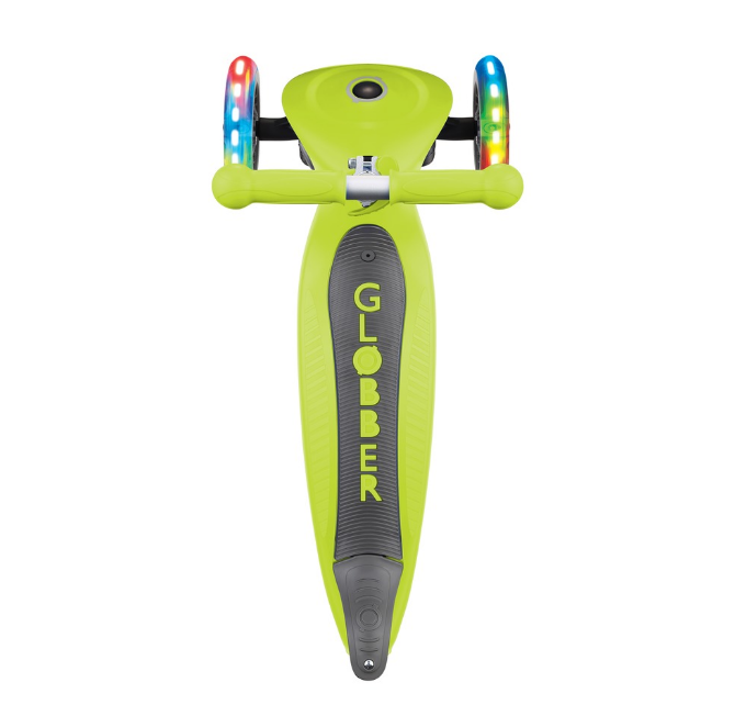 фото Самокат-трансформер globber go up foldable lights, складной, трехколесный, детский, светящиеся колеса, зеленый