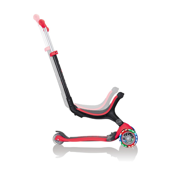 фото Самокат-трансформер globber go up foldable lights, складной, трехколесный, детский, светящиеся колеса, красный