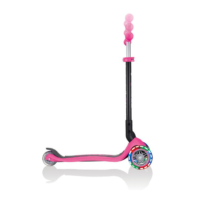 фото Самокат трансформер globber go up foldable lights, складной, трехколесный, детский, светящиеся колеса, розовый