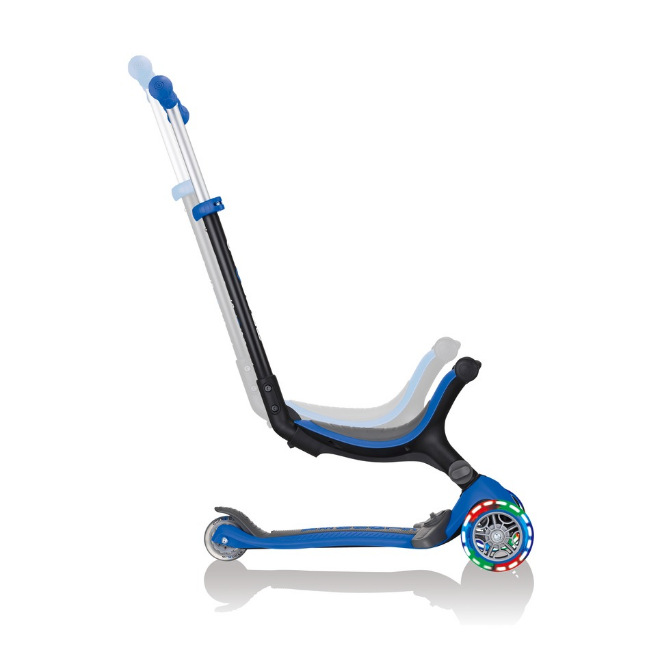 фото Самокат-трансформер globber go up foldable lights, складной, трехколесный, детский, светящиеся колеса, синий