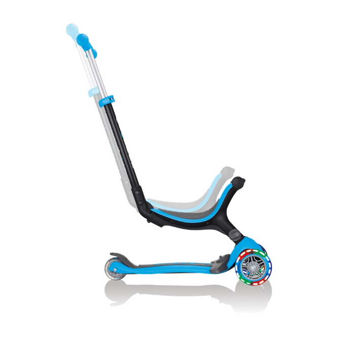 фото Самокат-трансформер globber go up foldable lights, складной, трехколесный, детский, светящиеся колеса, голубой