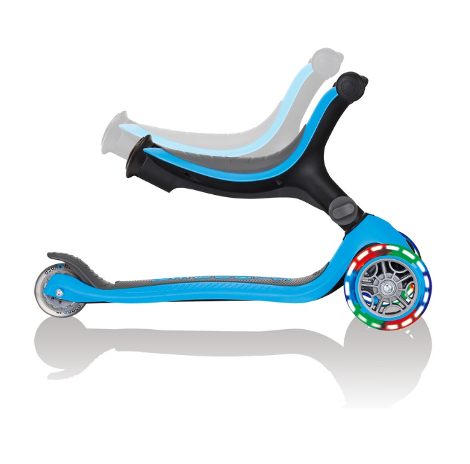 фото Самокат-трансформер globber go up foldable lights, складной, трехколесный, детский, светящиеся колеса, голубой