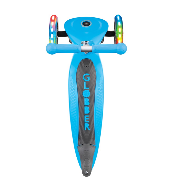фото Самокат-трансформер globber go up foldable lights, складной, трехколесный, детский, светящиеся колеса, голубой