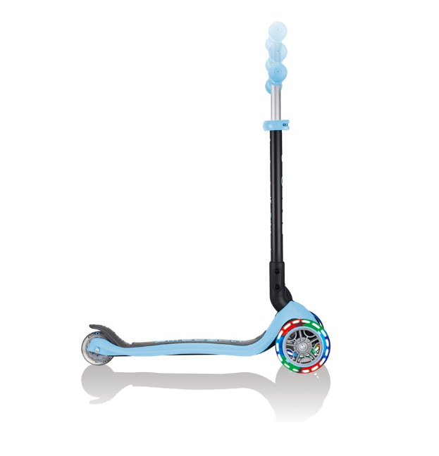 фото Самокат-трансформер globber go up foldable lights, складной, трехколесный, детский, светящиеся колеса, пастельно-голубой