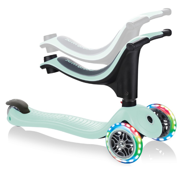 фото Самокат-трансформер globber go up sporty lights, трехколесный, детский, светящиеся колеса, мятный