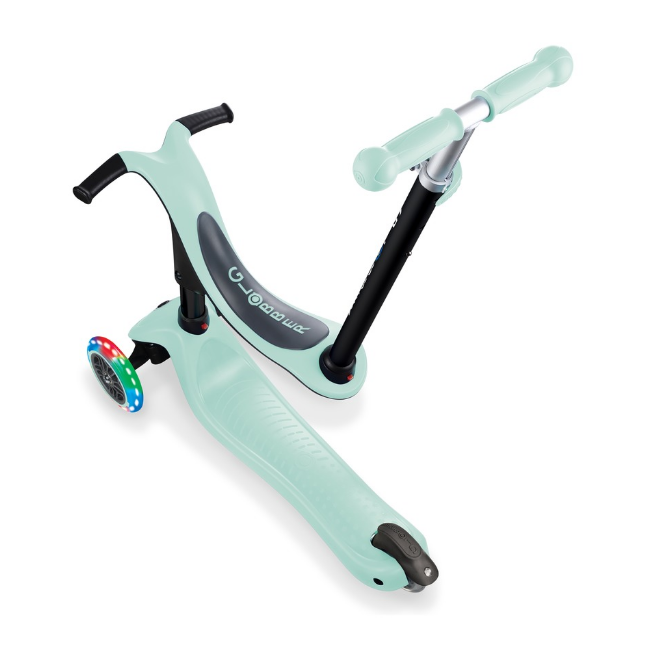 фото Самокат-трансформер globber go up sporty lights, трехколесный, детский, светящиеся колеса, мятный