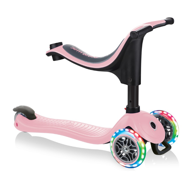 фото Самокат-трансформер globber go up sporty lights, трехколесный, детский, светящиеся колеса, пастельно-розовый