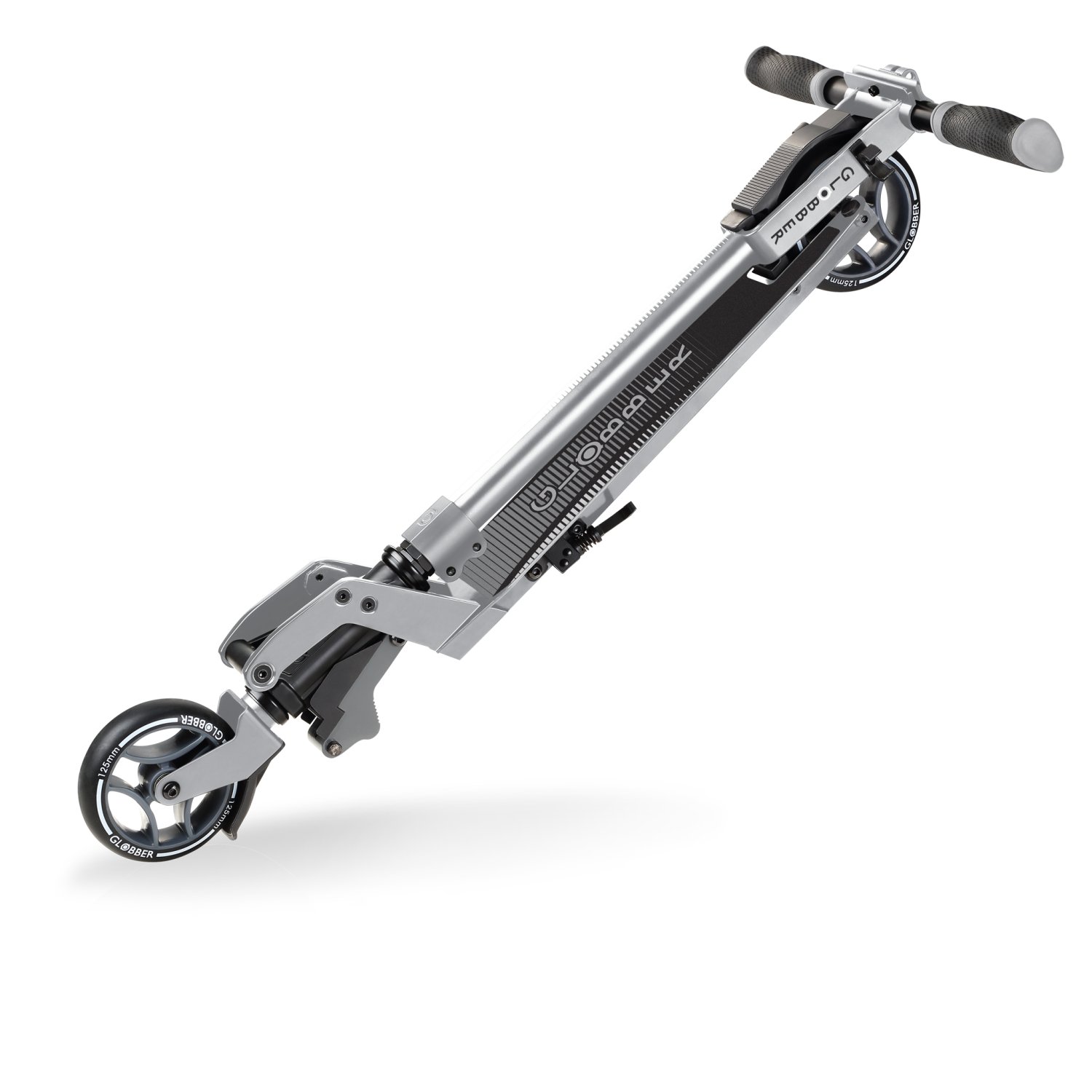 фото Самокат globber one k 125, складной, двухколесный, нагрузка до 100 кг, серебро