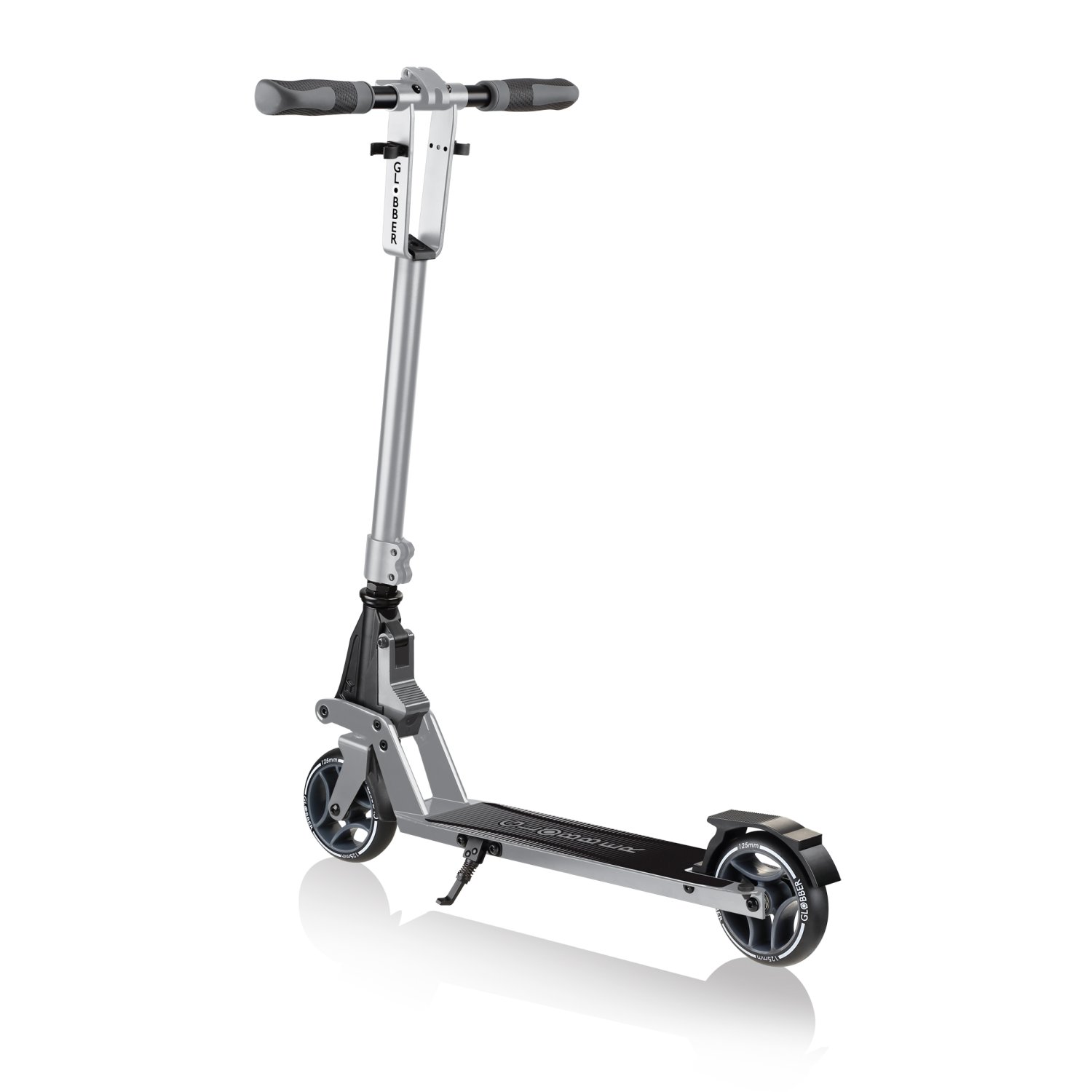 фото Самокат globber one k 125, складной, двухколесный, нагрузка до 100 кг, серебро