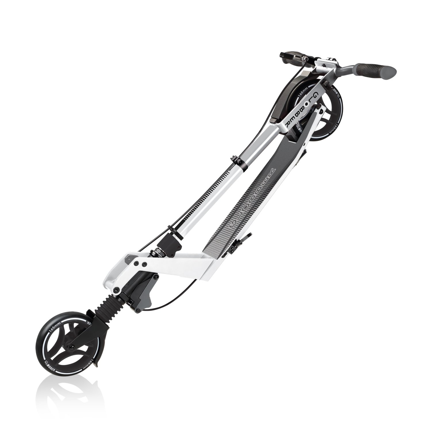 фото Самокат globber one k 165 br, складной, двухколесный, нагрузка до 100 кг, белый