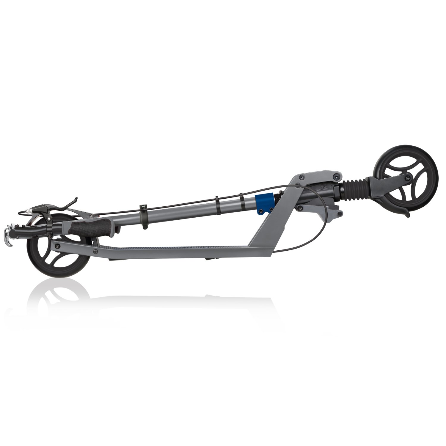 фото Самокат globber one k 165 br, складной, двухколесный, нагрузка до 100 кг, серо-синий