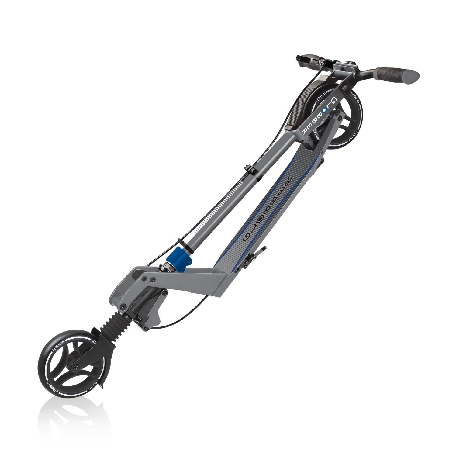 фото Самокат globber one k 165 br, складной, двухколесный, нагрузка до 100 кг, серо-синий