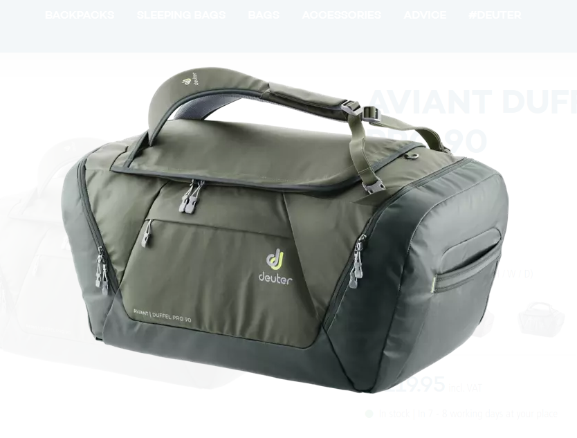 Рюкзак Deuter Aviant Duffel Pro, 90 л, khaki-ivy, 3521220_2243