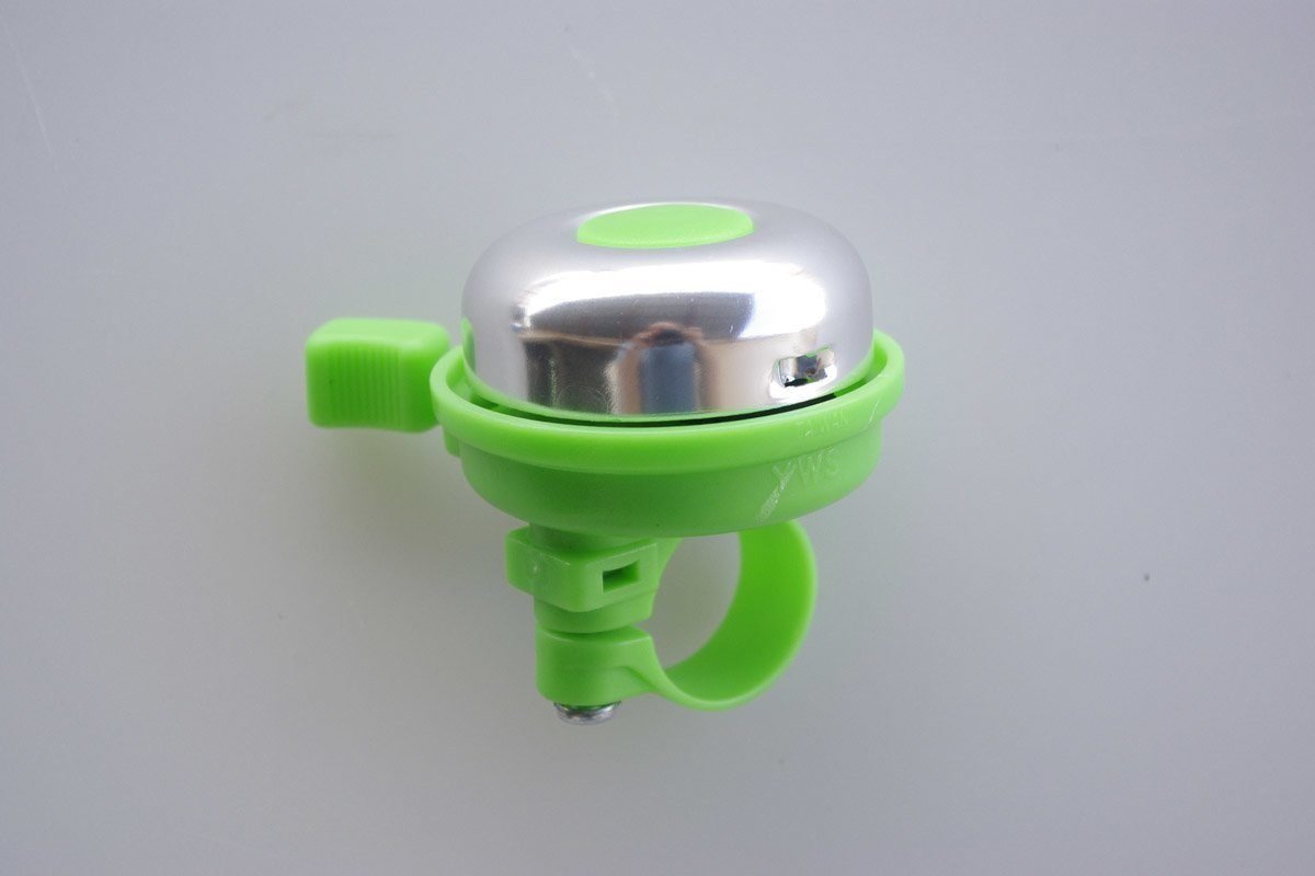 Звонок велосипедный YWS, алюминий/пластик, диаметр 45мм, зеленая база, YWS-612A-green