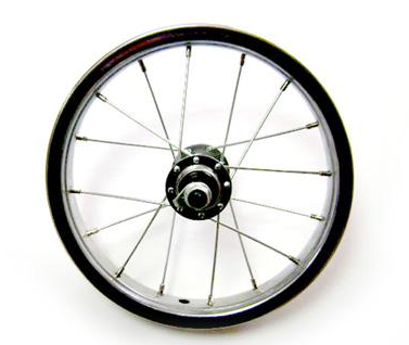 фото Колесо велосипедное, 12", переднее, обод одинарный, алюминий, втулка стальная, на гайках, чёрный noname