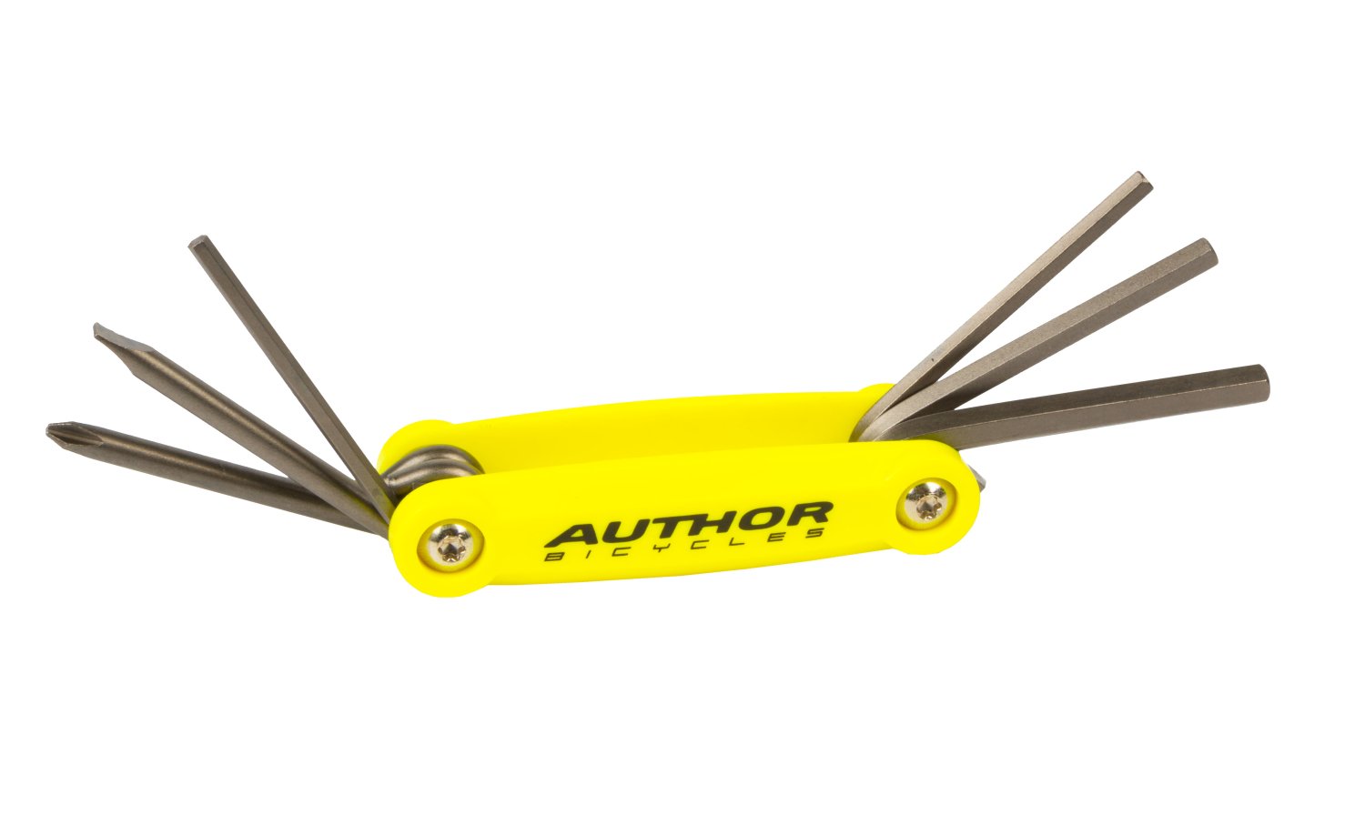   ВашВелосипед Мультитул велосипедный AUTHOR ToolBox 6, складные шестигранники, +/- отвертки, Сr-Va, желтый, 8-10000038