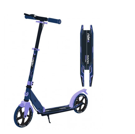 Самокат RIDEX Rank, 2-х колесный, складной, 200 мм, ручной тормоз, синий/фиолетовый стул детский складной дэми ссд02 фиолетовый