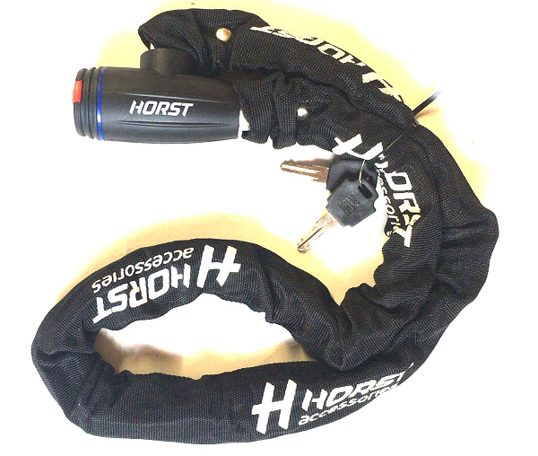 

Замок велосипедный HORST, цепь, 8х1200 мм, на ключ, черный, 09-100238