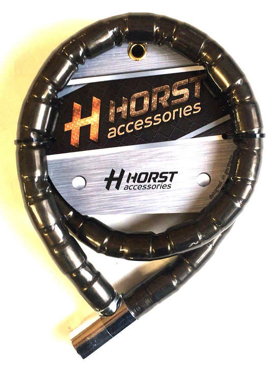 

Замок велосипедный HORST, 22х1200 мм, цепь, на ключ, черный, 09-100257