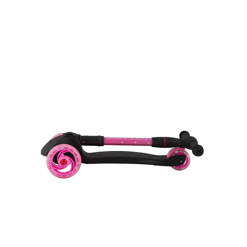 Самокат Maxiscoo Baby Delux, трехколесный, складной, со светящимися колесами, черный с розовым, 2021 купить на ЖДБЗ.ру - фотография № 3