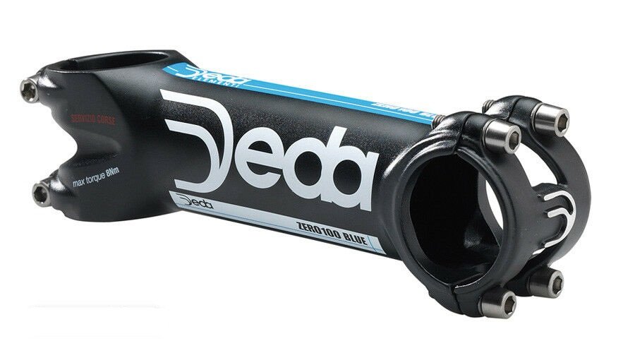 Вынос руля велосипедный Deda Elementi ZERO100, 120 мм, алюминий, чёрный/синий, ZERO100BLU руль велосипедный deda elementi zero1 rhm шоссейный 44 cm чёрный белая надпись dz1b44