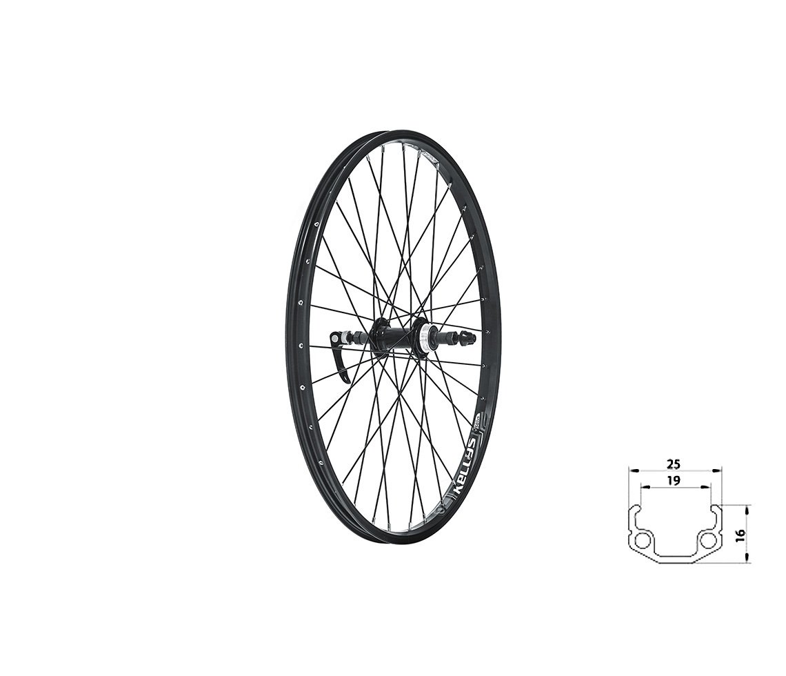 Колеса для велосипеда Колесо велосипедное KELLY'S WASPER FREEWHEEL V-brake R, заднее, 24, под дисковый тормоз, чёрный, Wheel rear KLS WASPER