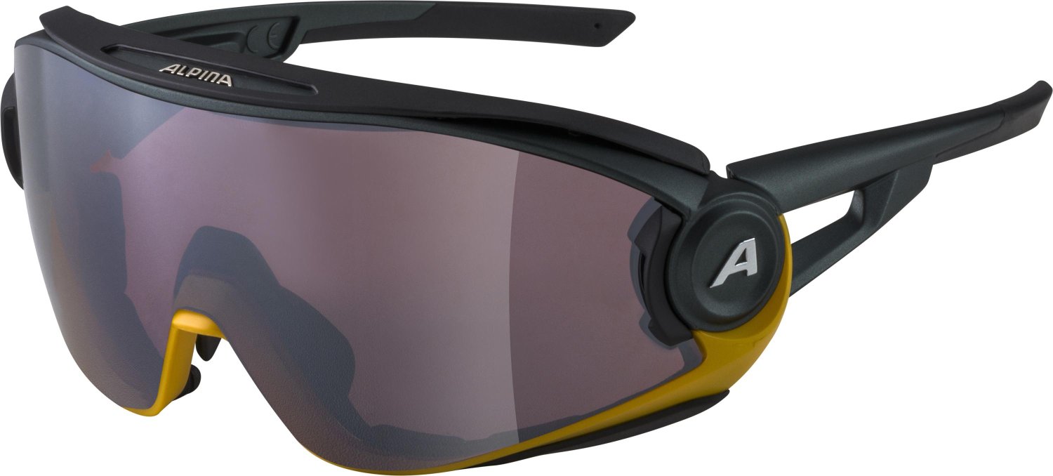 фото Очки велосипедные alpina 5w1ng q+cm, солнцезащитные, moss green/curry matt/silver mirror, 2021, a8654570