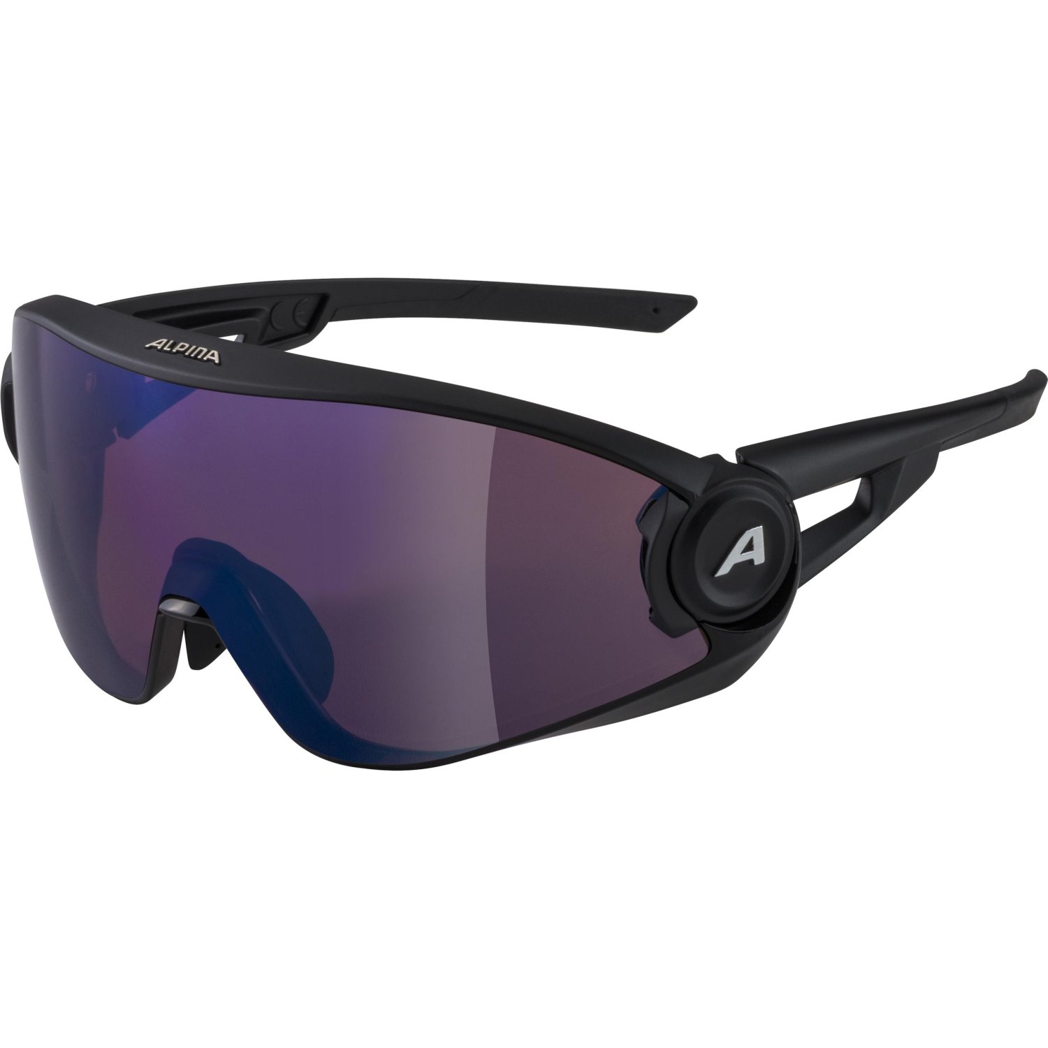 Очки велосипедные Alpina 5W1NG Q+VM, солнцезащитные, Black Matt/Blue Mirror, 2021, A8653531 очки для плавания atemi b101m чёрный зеркальные