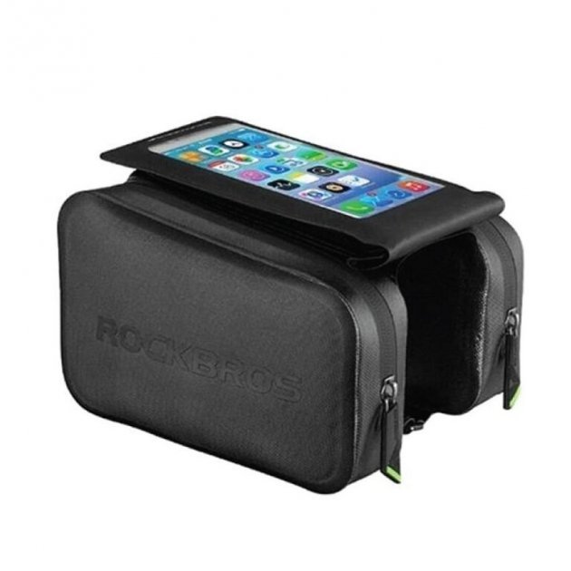 Сумка велосипедная (байкпакинг) Rockbros, с чехлом для телефона, черный, AS-006BK сумка велосипедная rockbros на руль с чехлом для телефона b31 bk