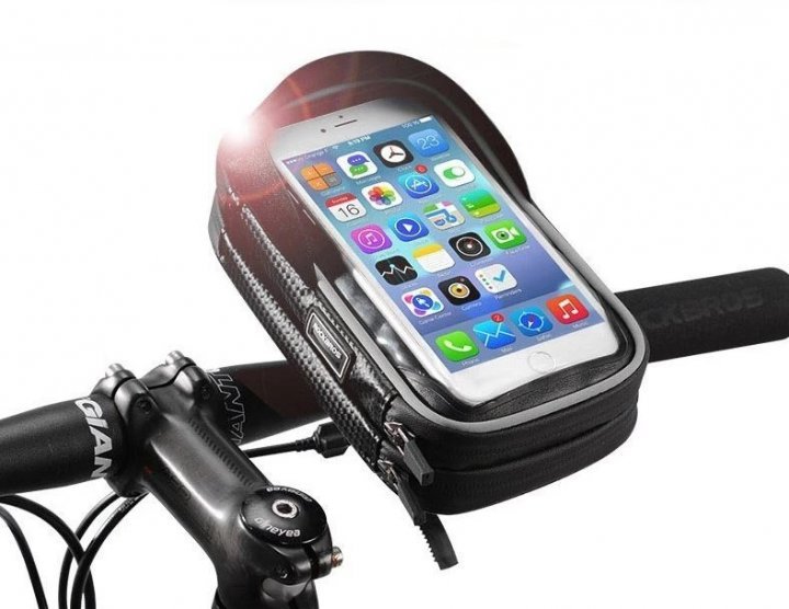 Сумка велосипедная Rockbros, на руль, с чехлом для телефона, черный, B31-BK