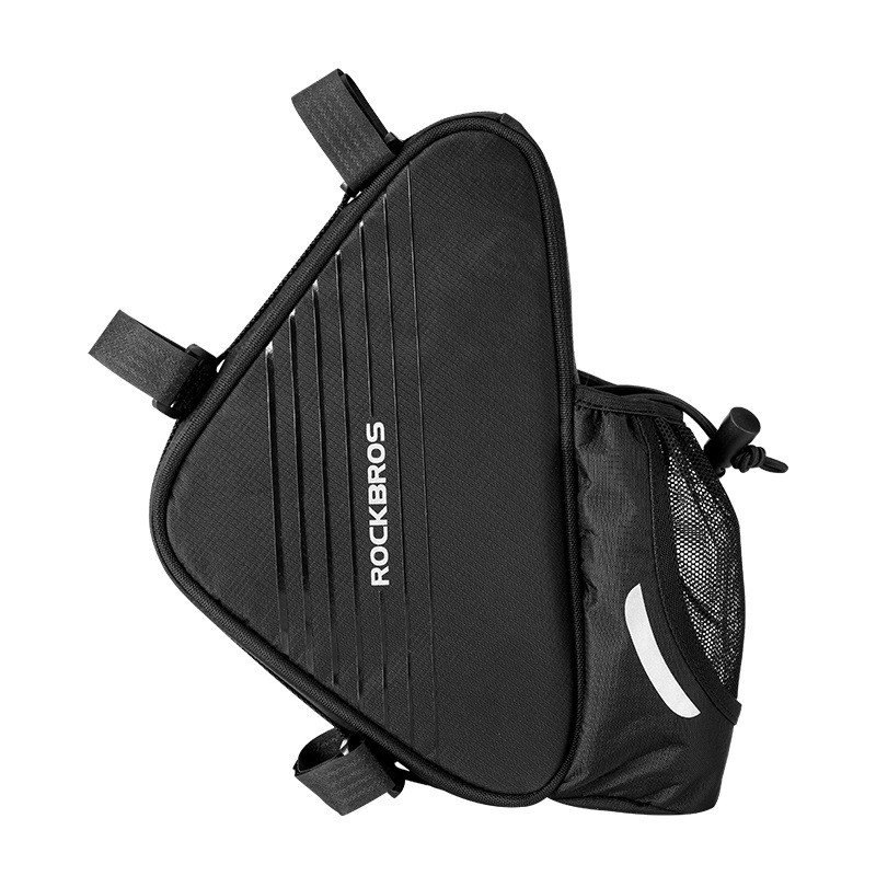 Сумка велосипедная Rockbros, 1 л, треугольная, карман для бутылки, черный, B54-BK карман сетка под телефон на клейкой ленте 14 5×8 см