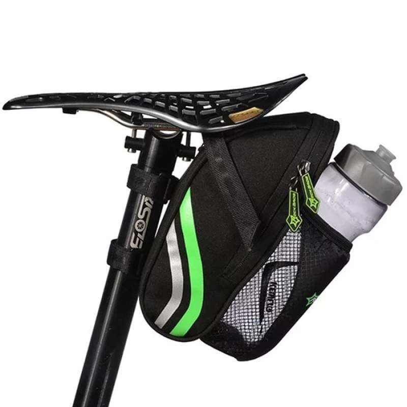 Сумка велосипедная Rockbros, подседельная, карман для бутылки, нейлон+полиэстер, черный, C7-BK сумка велосипедная rockbros подседельная 1 5 л на липучку и клипсу b69